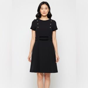 Elegant Hobbs London Blue Button-Detail Midi Dress